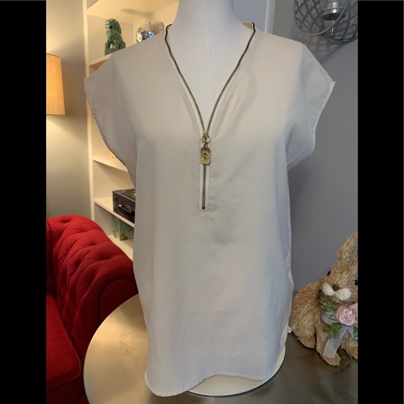 MICHAEL Michael Kors Tops - MICHAEL Micheal Kors Zipper Blouse-Beige-Medium